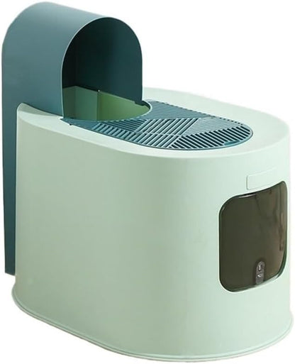 Pet Supplies, Large Hooded Cat Litter Box with Lid,Anti Splash & Easy Clean Tray(Brown)8