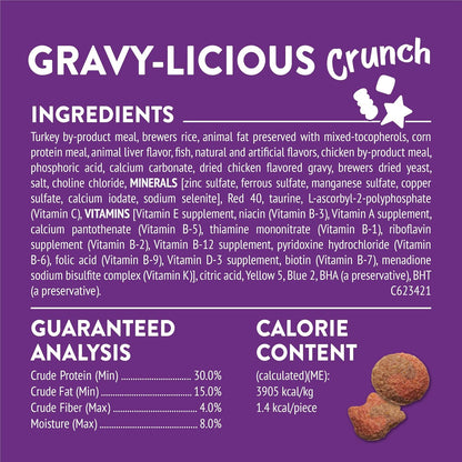 Purina Friskies Cat Treats, Party Mix Gravy-Licious Crunch Turkey and Gravy Flavors - (Pack of 6) 6 Oz. Pouches6