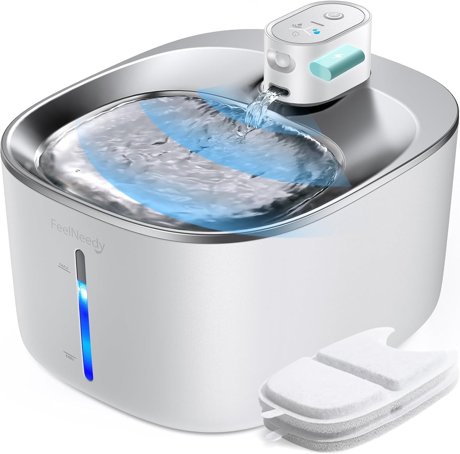 feelneedy-wireless-cat-water-fountain-stainless-steel-with-sensor-4000mah-battery-operated-4l-135fl-oz-pet-water-fountain-for-cats-dogs-ultra-quiet-cat-drinking-fountain-with-2-filters-ypd-c004s