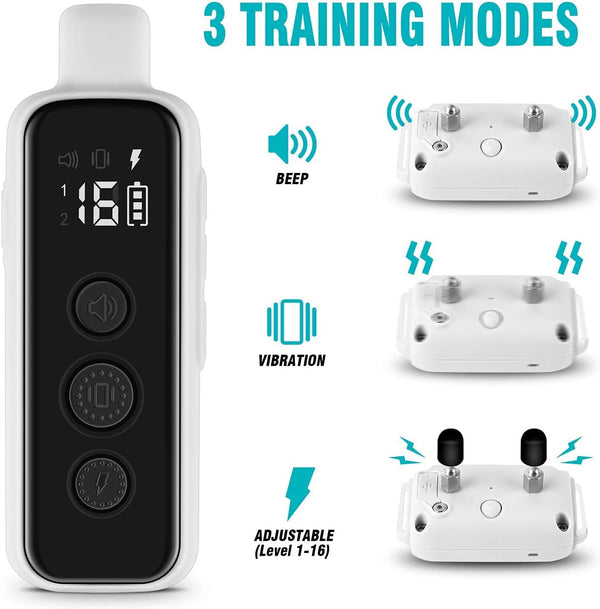 Bousnic Dog Shock Collar for 2 Dogs - (8-120Lbs) Waterproof Rechargeable Electric Dog Training Collar with Remote for Small Medium Large Dogs with Beep Vibration Safe Shock Modes(Grey)2