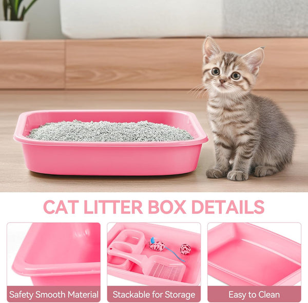 Pink Cat Litter Box Set, Small Cat Kitten Starter Kit with Litter Scoop, Cat Bowl, Kittens Toy; Heated Cat House Indoor, Cats Home with Heated Pad, Cat Houses & Condos, Heater Cat Bed3