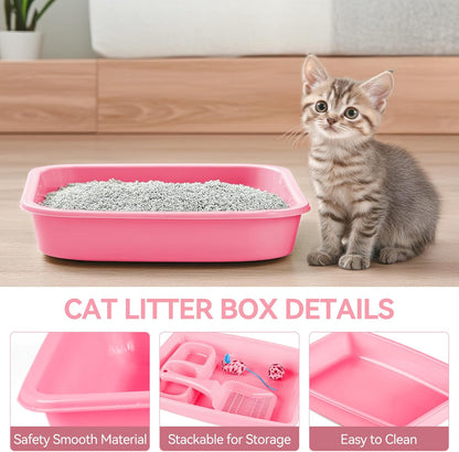 Cat Litter Box Set, Small Cat Kitten Starter Kit with Litter Scoop & Heated Cat Bed with 2 Cozy Covers4