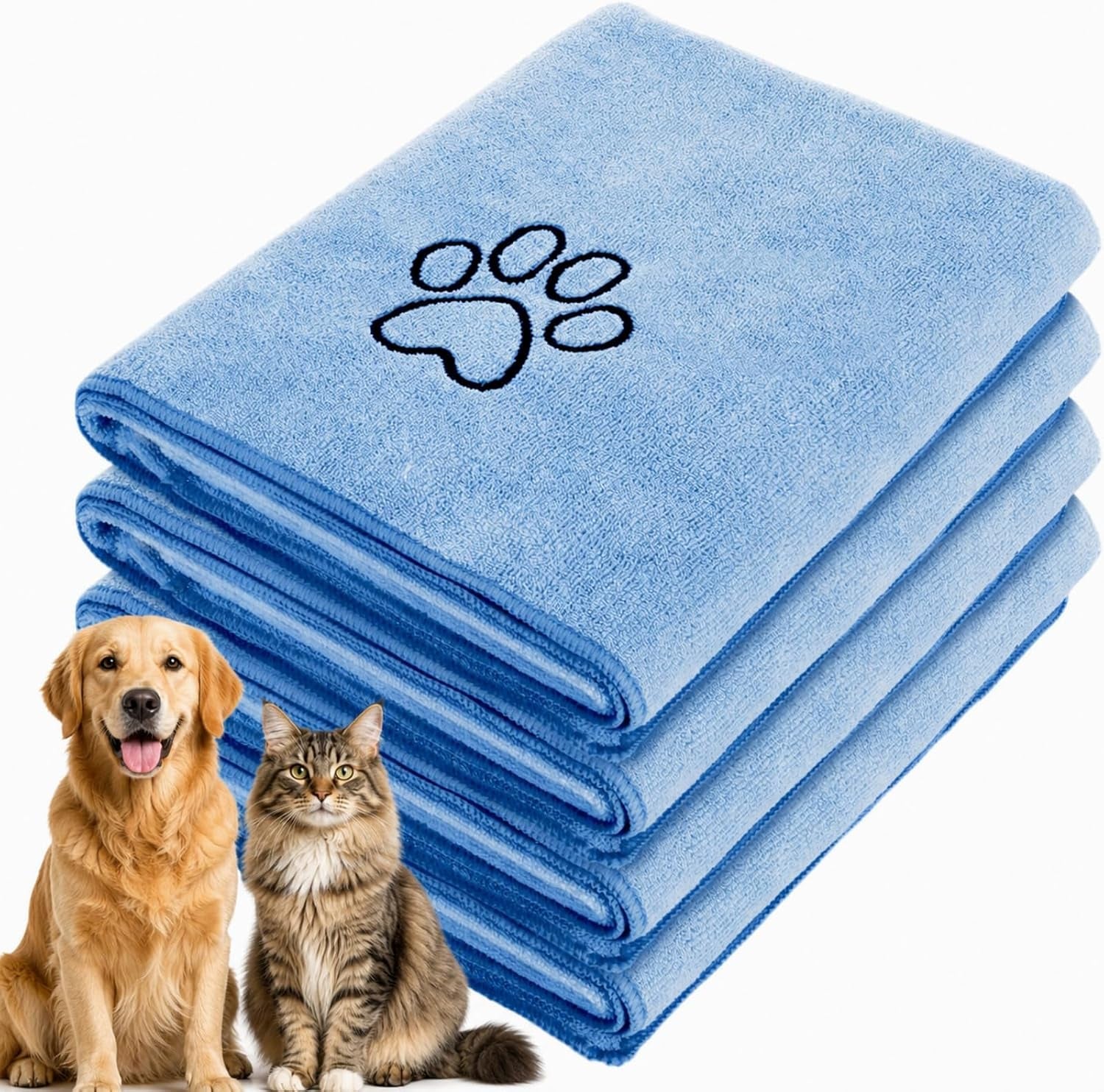 chumia-4-pack-dog-towels-for-drying-large-microfiber-grooming-tools-absorbent-soft-bath-supplies-with-embroidered-paw-for-small-medium-pet-products16-x-32-inch-black