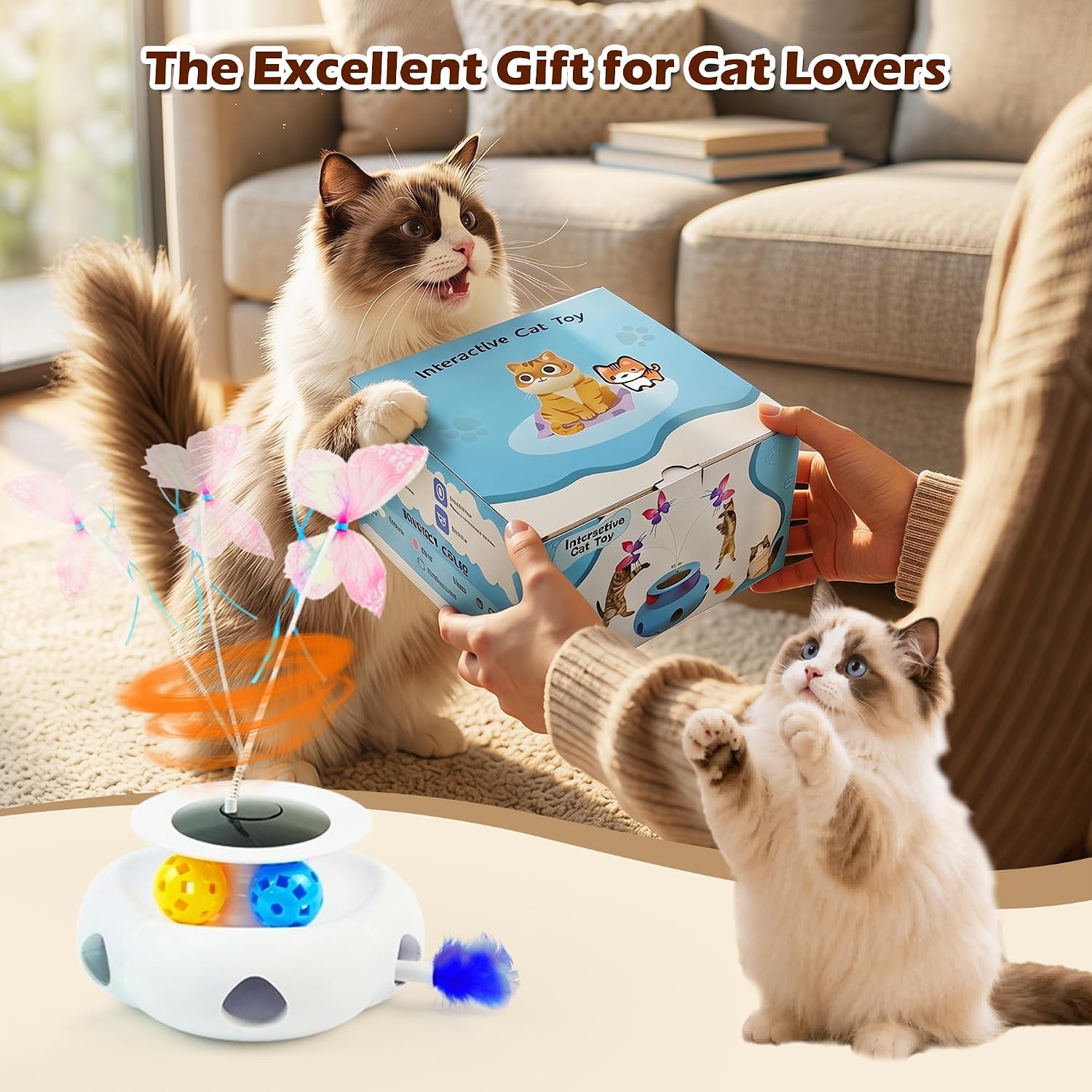 3-in-1-interactive-cat-toy-with-remote-control-butterfly-wand-automatic-retractable-feathers-rolling-ball-track-multi-functional-cat-toy-for-indoor-cats-suitable-for-bored-kitten-white