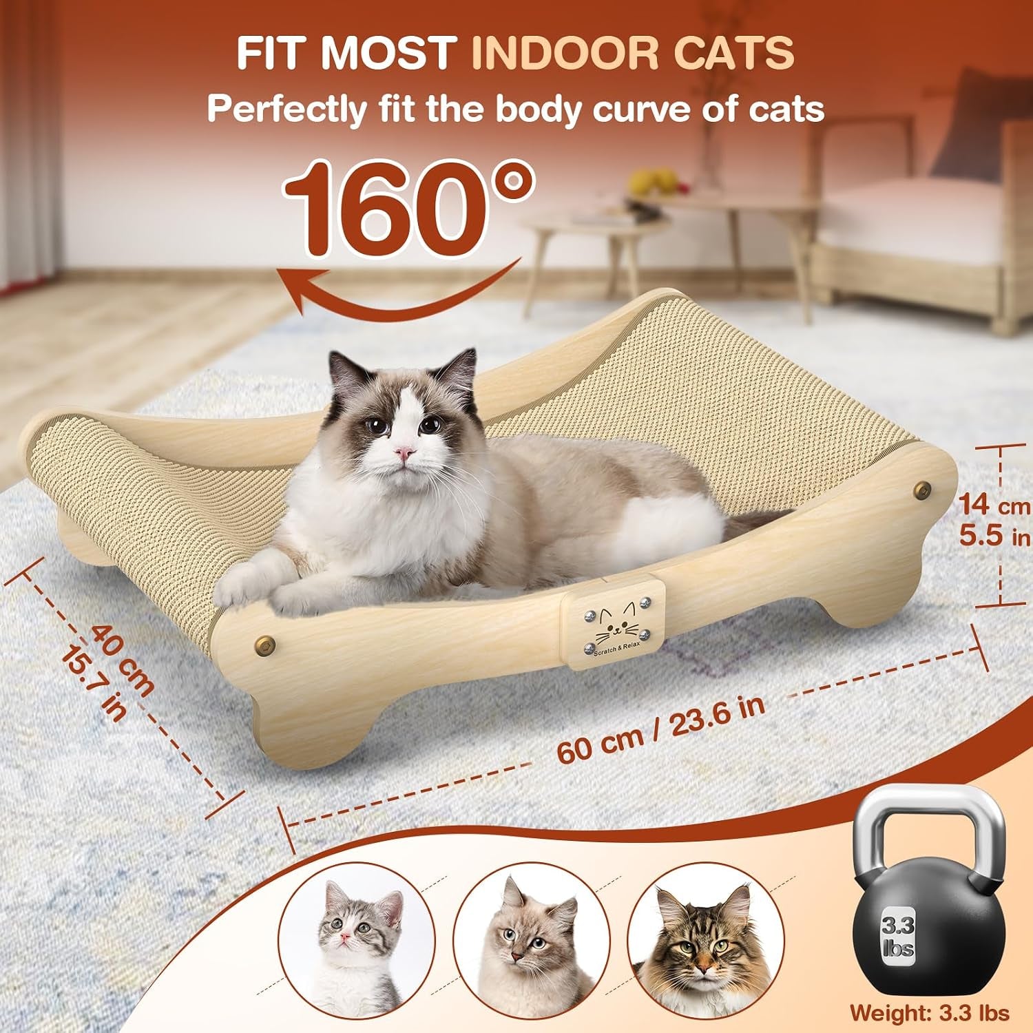 nocoex-sisal-cat-scratcher-bed-wood-scratch-board-hammock-for-indoor-cats-natural-solid-wood-curved-frame-lounger-sleep-scratching-pad-post-large-cats-45-lbs-easy-assembly-modern-furniture-protector
