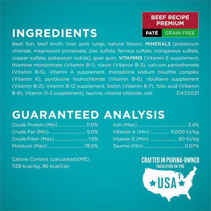 Purina ONE High Protein, Grain Free Pate Wet Cat Food Variety Pack, Grain Free Formula - (Pack of 24) 3 Oz. Cans6