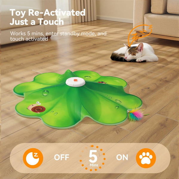 FEELNEEDY Rechargeable Cat Toys, 2 in 1 Hide and Seek Game Interactive Cat Toy, Movable LED Red Dot, Moving Concealed Feathers, Durable Exercise Toys for Indoor Cats, Bored Adult Cats Wand Toy6