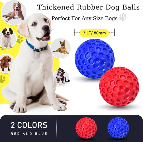 2 Pack Indestructible Squeaky Dog Balls for Aggressive Chewers, Interactive Dog Toys for Teething, Relieving Anxiety. Chew Toy for Large, Medium Breeds, Outdoor Rubber Balls.2