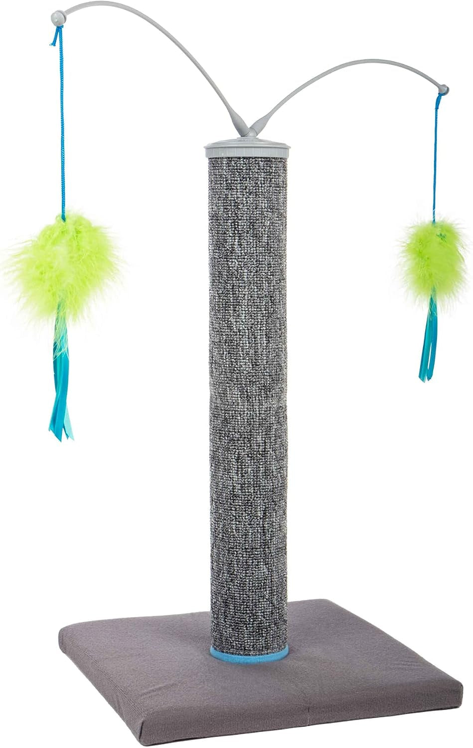 smartykat-scratch-n-spin-carpet-cat-scratching-post-with-2-spinning-wand-toys-plus-2-replacement-wands-gray-blue