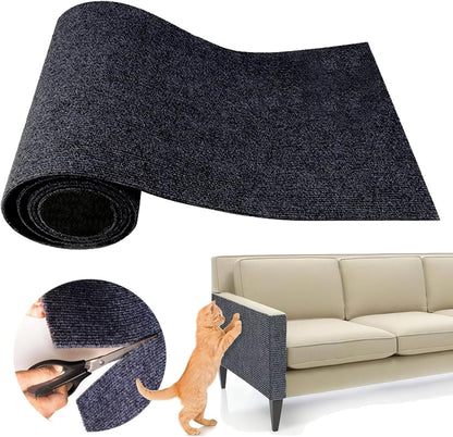 Cat Scratch Couch Furniture Protector, Self-Adhesive Scratch Pad | 39.3X15.8In, DIY Climbing Cat Carpet Mat for Door Window Protector, Couch Guard from Claws with Pins & Tape (Lightgrey)7