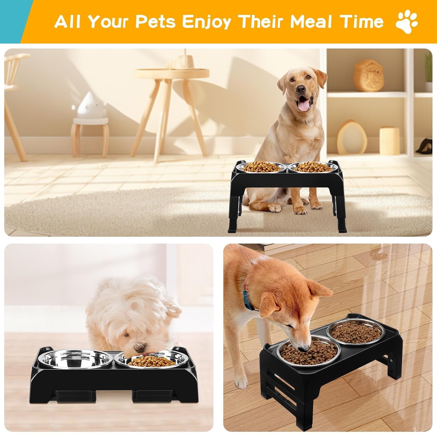 comesoon-elevated-dog-bowls-for-small-medium-dogs-3-height-adjustable-raised-stand-with-2-thick-6-stainless-steel-food-bowls-non-slip-feeder-adjusts-to-2-75-6-7-5-black
