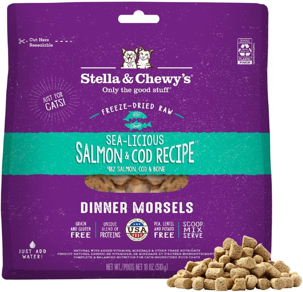 stella-chewys-freeze-dried-raw-cat-dinner-morsels-premium-chicken-recipe-with-98-cage-free-meat-organs-natural-grain-free-cat-kitten-food-made-in-usa-18-oz