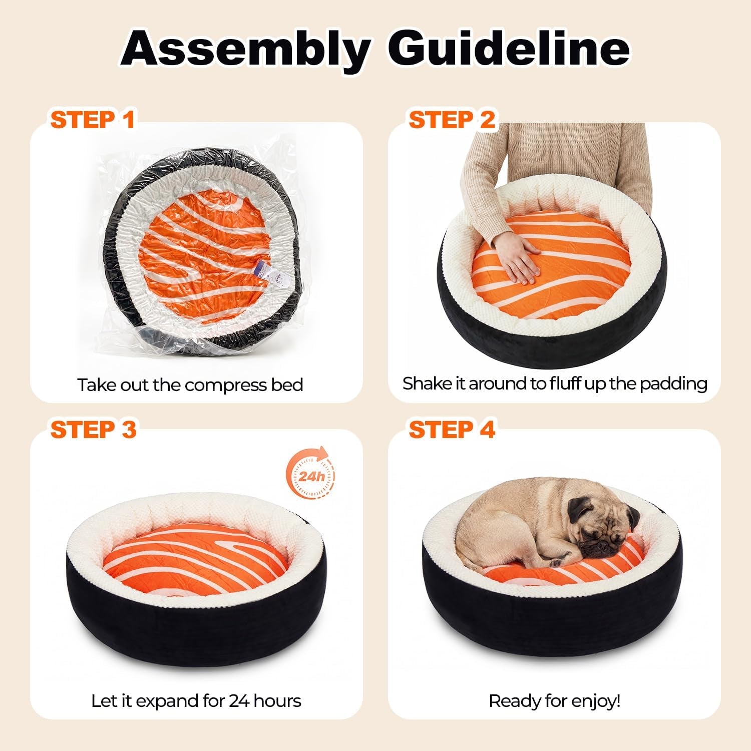 sushi-cat-bed-calming-small-dog-bed-21in-washable-anti-anxiety-cuddler-bed-for-kitten-puppy-ultra-soft-plush-fur-non-slip-bottom-machine-washable-cushion-pet-bed