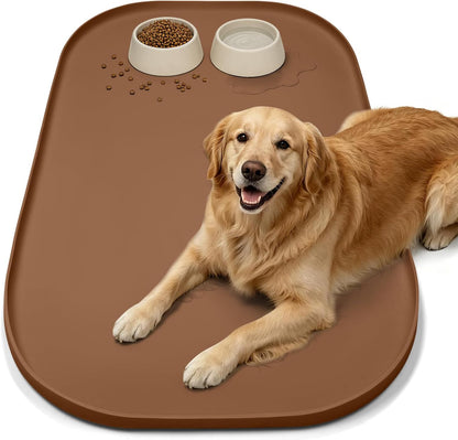 SMILOOL Waterproof Silicone Pet Food Mat with Raised Edge for Dog & Cat | 19" X 12" Non-Slip Pet Feeding Mats with Lip for Food & Water Bowl, Food Grade, Easy Cleaning, Dark Gray22
