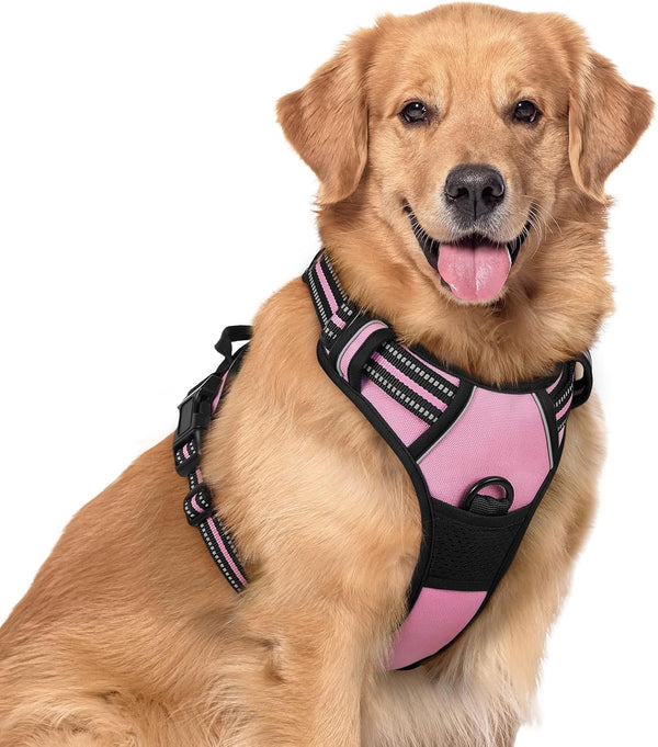 Rabbitgoo Dog Harness, No Pull for Large Dogs with 2 Leash Clips, Pet Vest | No Choke with Handle, Adjustable Soft Padded, Reflective, Easy Control for Walking, Black, Large23