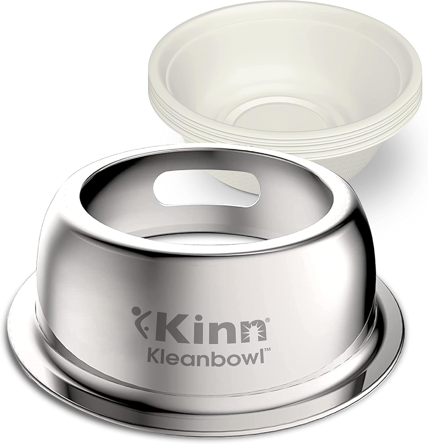 kinn-kleanbowl-pet-bowl-stainless-steel-frame-8-oz-pack-of-1-compostable-refills-spill-proof-stable-disposable-easy-cleaning-no-plastic