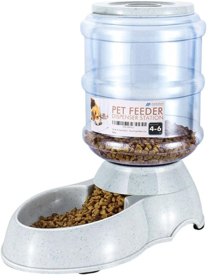 Flexzion Gravity Pet Feeder, Dog and Cat Food Dispenser, 1-Gallon Capacity | Self-Replenishing Dry Food Station with Non-Skid Feet and a Carry Handle; Holds Approximately 4-6 Lb of Kibble.1