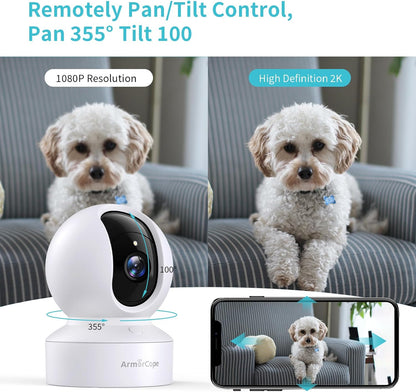 Pet Camera, 2K HD Dog Camera with Phone APP, 360° Pan/Tilt View Puppy Cam, One Click Call for Baby Monitor, Magivpix Night Vision,Motion Tracking Alarm with Cloud/Local Sd,Home Indoor Security Cam4