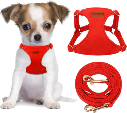 CHEDE No Pull Puppy Harness and Multifunction Dog Leash Set- 8 Colors Soft Adjustable No Choke Escape Proof Cute,Lightweight Pet Vest Harness for Small and Medium Dog…8