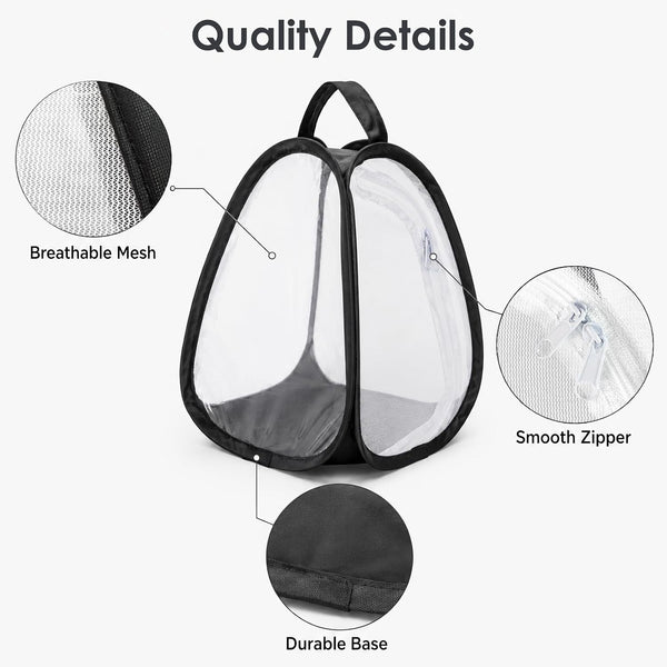 Kingrol 2 Pack Collapsible Insect & Butterfly Habitat Cage, Pop-Up Mesh Butterfly Rearing Enclosure with Clear Viewing Window, Zipper Access & Polyester Base, 7.75 X 7.75 X 11 Inch3