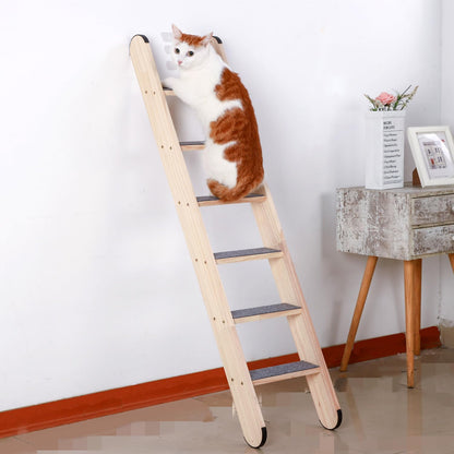 SHENGOCASE Solid Wood Wall Leaning Cat Ladder for Indoor Cats and Small Medium Dog, Stair Step for Window Bed, Wall Climbing Furniture (47.2")2
