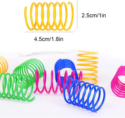120 Pack Cat Spring Toy - Interactive Plastic Coils for Indoor Cats, Colorful Spiral Springs for Swatting, Biting, Hunting - Active Healthy Fitness Play Kitten Toys3