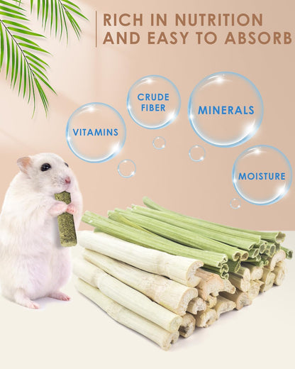Bissap 40PCS Rabbit Chew Sticks, 20PCS Sweet Bamboo Chew Sticks & 20PCS Papaya Stems Bunny Chews for Rabbit Hamster Chinchilla Guinea Pig Small Animals Natural Molar Treats2