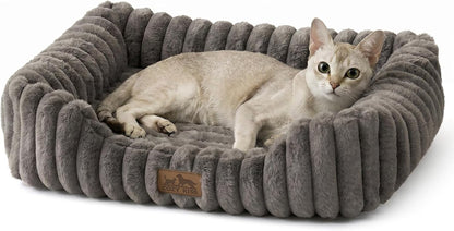 Orthopedic Dog Bed for Small Dogs & Cats - Washable Rectangle Pet Bed with Anti-Slip Bottom, Soft Calming Cat & Puppy Bed for Indoor Pets (25"X21"X6", Cream)8