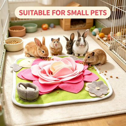 Rabbit Foraging Mat Snuffle Mat for Small Animals Bunny Puzzle Toys Pets Interactive Feeding Mat for Guinea Pigs Hedgehog Chinchilla Puppies (Pink)4