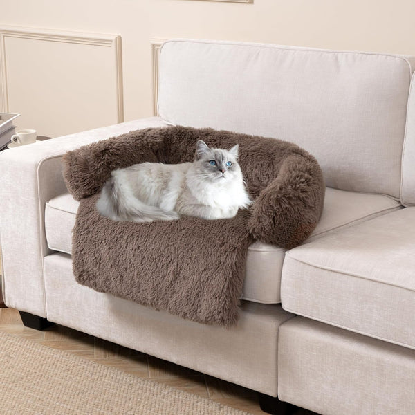 Calming Dogs/Cats Bed Mats, Dog Pad Washable Removable Couch Cover, Plush Long Fur Mat for Pets, Waterproof Lining, Perfect for Small, Medium and Large Dogs and Cats (Gradient Gray, 36"X31")47