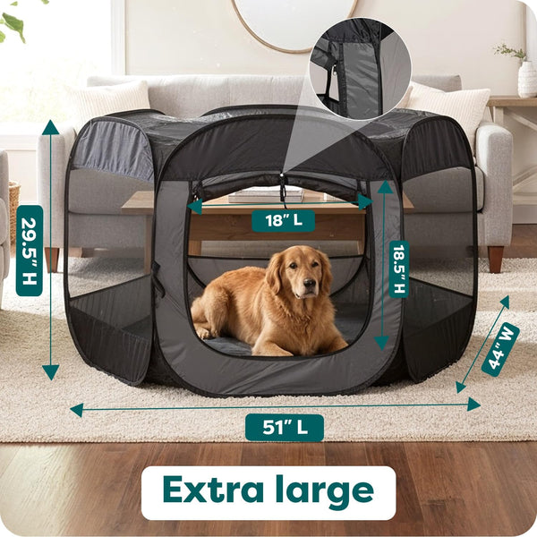 Furhaven Soft-Sided Dog & Cat Playpen, Portable Foldable Indoor & Outdoor Pet Playpen with Mesh Windows & Zippered Door, Gray, Extra Large3