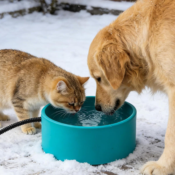 3.7L Heated Water Bowl for Outdoor Dogs Cats - 30W Thermostatic Control Heating Pet Bowl with 6.6Ft Bite-Proof Cord for Winter Chickens9