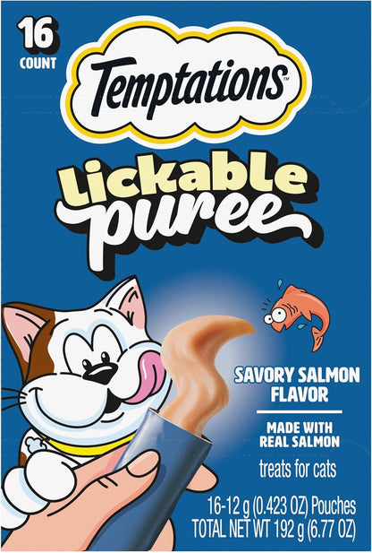 Temptations Creamy Puree Cat Treats, Chicken, Salmon & Tuna, 24 Count | under 15 Calories per Tube, Great for Senior Cats, No Chewing Required, No Added Sugar, Fillers, or Artificial Preservatives20