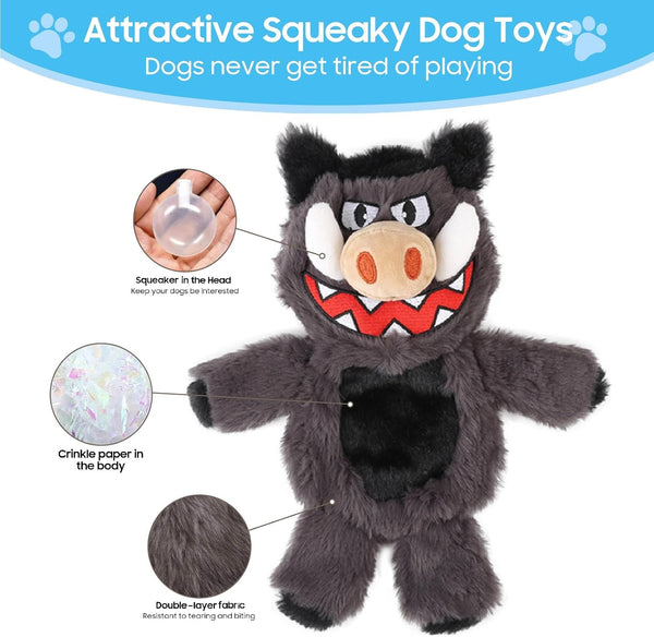 Bzonsmart Dog Squeaky Toys Plush Chew Toys for Small Medium Large Dogs | Double Sound |Non-Toxic Soft Plush |Double-Layer Reinforced Sewing| Suitable for Interactive.Playing, Chewing &Teething3