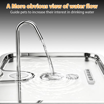 15L/4Gal Stainless Steel Dog Water Fountion Pet Fountain,1Set Filter | Ultra Quiet,Extra Large Capacity,5 Layer Filtration System,Water Level Window & LED Light, ,Visible Faucet Style Spout4