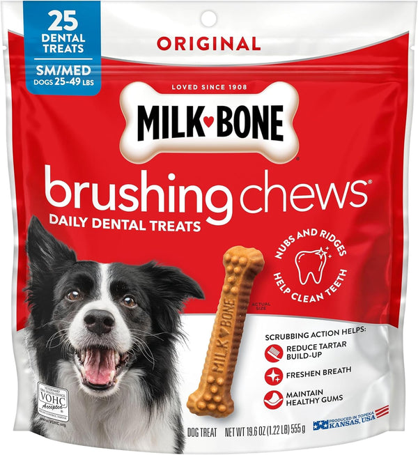 Milk-Bone Brushing Chews Large Daily Dental Dog Treats, 33.7 Oz Bag | 25 Treats, Chicken Flavored, VOHC Accepted Dental Chews, Helps Clean Teeth and Freshen Breath, for Large Dogs 50 Lbs and Up20