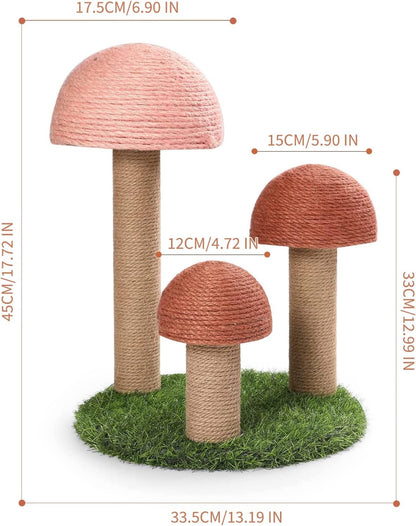 Powerking Cat Scratching Post, Mushroom Claw Scratching Post for Cat, Natural Sisal Cat Scratchers with 3 Mushroom Pole, Cat Interactive Toys6
