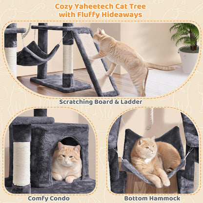 Yaheetech 54In Cat Tree Tower for Large Cats, Multi-Level Condo & Hammock | Sisal Scratching Posts, Roomy Condo Holds up to 22 Lb, a Wide 21-Inch Top Perch Fit Large Cats, Dark Gray4