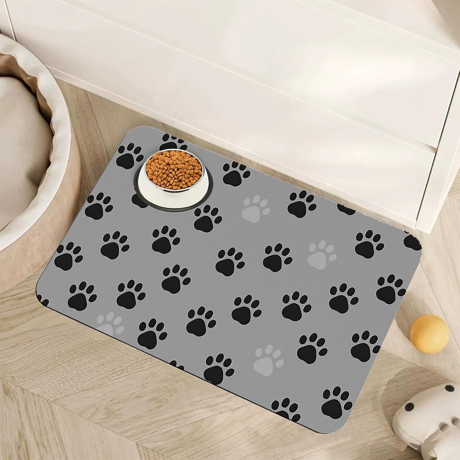 cute-strawberry-flower-dog-cat-food-mat-pink-absorbent-pet-feeding-mat-with-rubber-backing-non-slip-water-bowl-placemat-indoor-pet-accessories-supplies-12x20