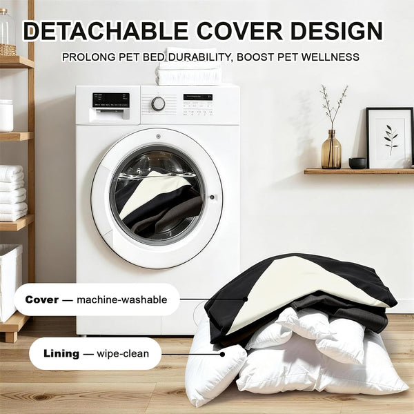 Cotton Canvas Dog Bed (290Gsm Thick), 24"X20"X8" Durable Waterproof | Cute Dog Beds for Small Dogs, Orthopedic Bed with Washable Removable Cover, Anti-Chewing Pet Bed Anti-Slip Black&White6