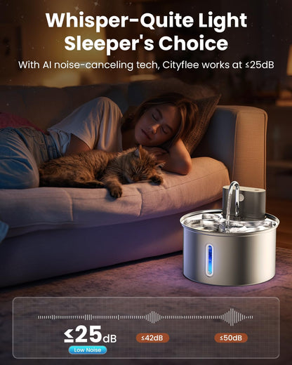 Cat Water Fountain Wireless Stainless Steel with Sensor 3.5L/118Oz Battery Operated Rechargeable Automatic Water Dispenser Quiet Pump for Drinking Indoor, Easy Clean for Cats Dogs Pets8