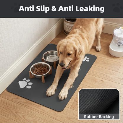 PADOOR Pet Feeding Mat-Absorbent Dog Mat for Food and Water Bowl-No Stains Easy Clean Dog Food Mat-Quick Dry Water Dispenser-Puppy Supplies Accessories5