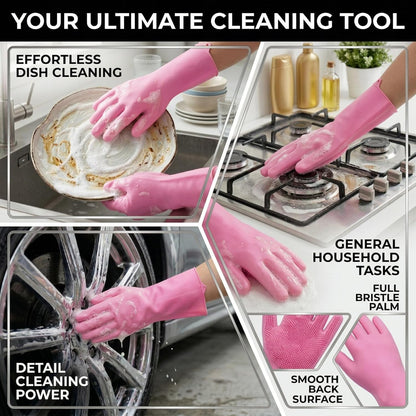NVNAN Dog Bath Gloves for Washing, Pet Grooming Gloves with Shampoo Brush, Dog Bath Brush for Dogs and Cats, Essential Dog Bath Supplies (1 Pair, Pink)5