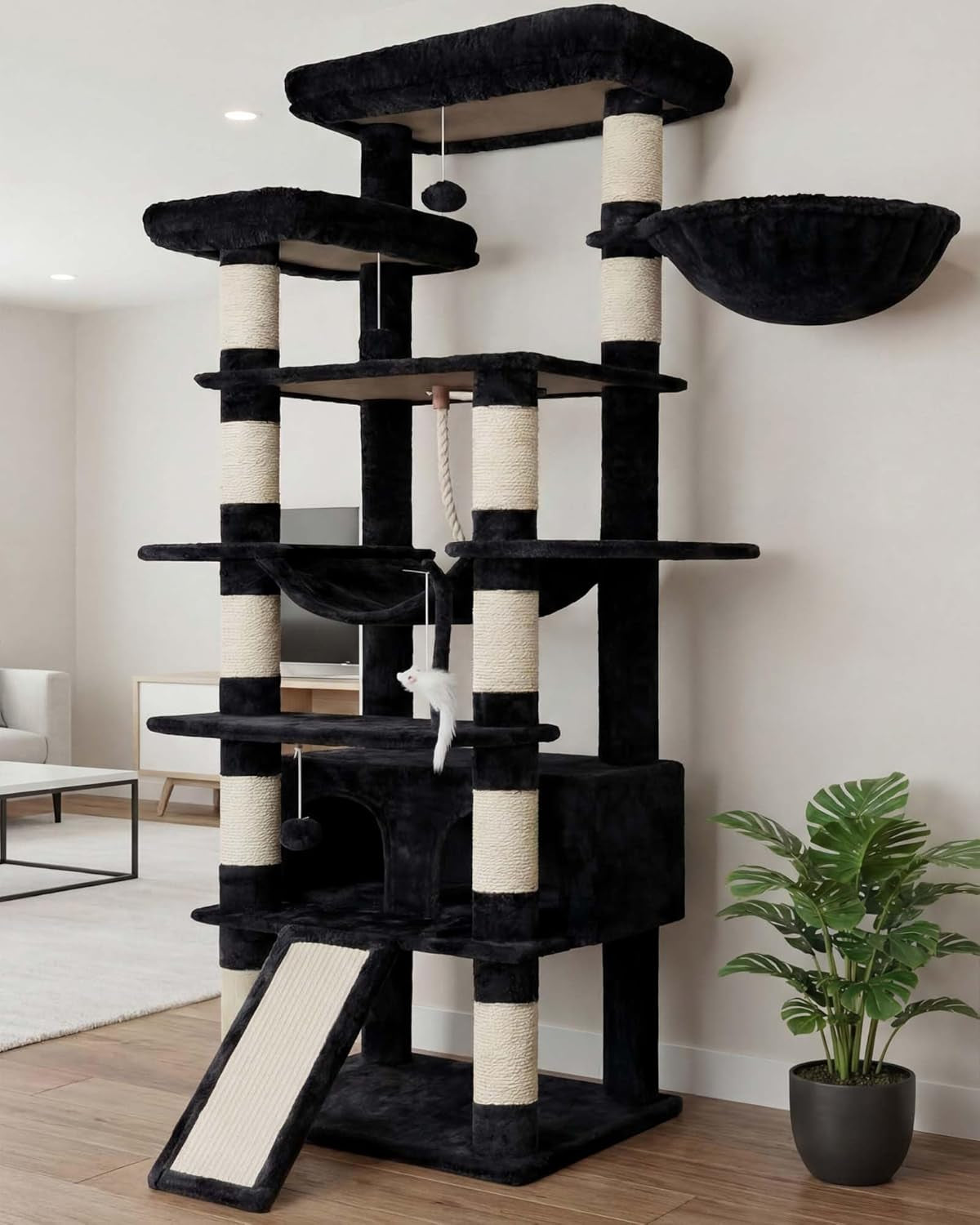 heybly-cat-tree-71-inch-tall-tower-for-indoor-cats-with-2-perches-hct034w-large-cat-furniture-with-2-big-condos-2-hammocks-basket-scratching-pad-multi-level-cat-condo-light-gray