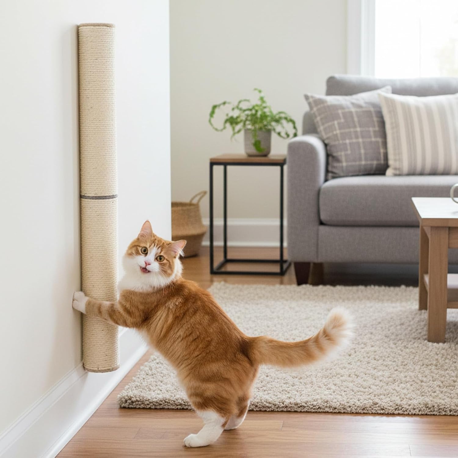 powerking-wall-mounted-cat-scratcher-24-vertical-sisal-scratching-post-for-indoor-cats-space-saving-wall-cat-furniture-with-natural-jute-rope-rotatable-design
