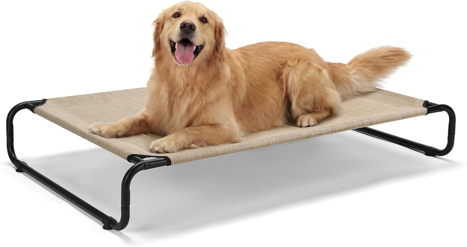 veehoo-cooling-elevated-dog-bed-outdoor-dog-bed-for-large-dogs-raised-dog-cot-with-thickened-frame-durable-teslin-mesh-anti-slip-rubber-feet-pet-hammock-for-indoor-or-camping-41-x-26-black