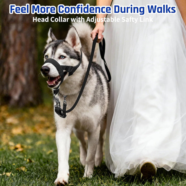 BARKLESS Dog Training Head Collar Stops Pulling and Improves Leash Walking | Anti-Pull Head Hatler with Adjustable Safety Strap, Soft Padded Muzzle Leash for Walking Training Leash Reactive Large Dogs4