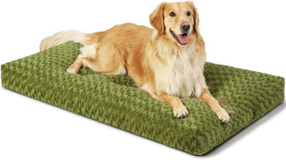 KSIIA Washable Dog Bed Deluxe Plush Dog Crate Beds Comfy Kennel Pad Anti-Slip Pet Sleeping Mat for Large, Jumbo, Medium, Small Dogs Breeds, 35" X 23", Gray16