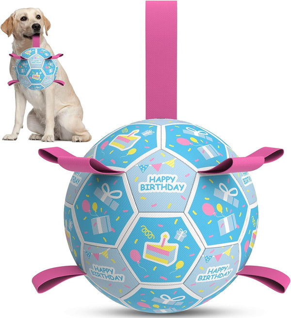 QDAN Dog Balls, 6 Inch Dog Soccer Ball with Straps, Herding Balls for Dogs | Outdoor Dog Toys Balls for 20-40 Lb Dogs, Puppy Ball to Keep Them Busy, Dog Pool Water Play Toy, Puppy Birthday Gifts21