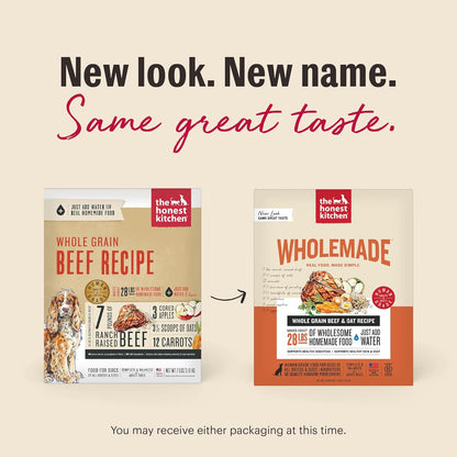 The Honest Kitchen Wholemade Whole Grain Beef Recipe, Human Grade Dehydrated Dog Food, Just Add Water, Supports Digestion, Skin & Coat, Topper for Dry or Wet Dog Food, 10 Lb Box Makes 40 Lbs3
